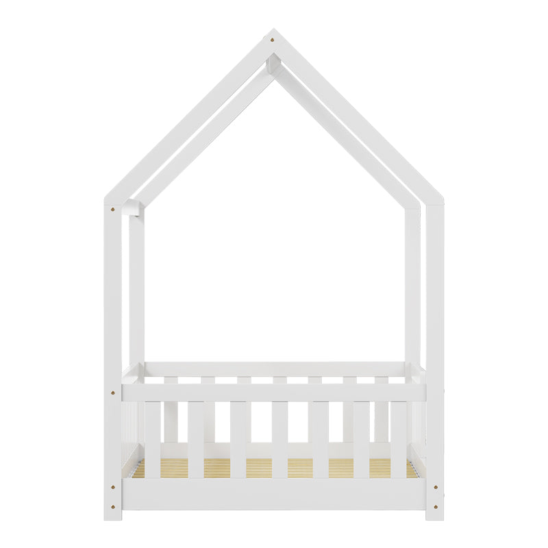 Children's bed Bambie with railing Montessori pine wood white 90x190cm