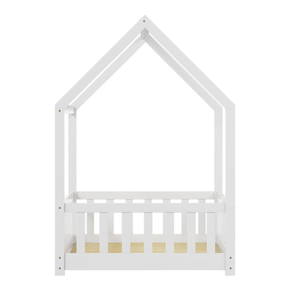 Children's bed Bambie with railing Montessori pine wood white 90x190cm
