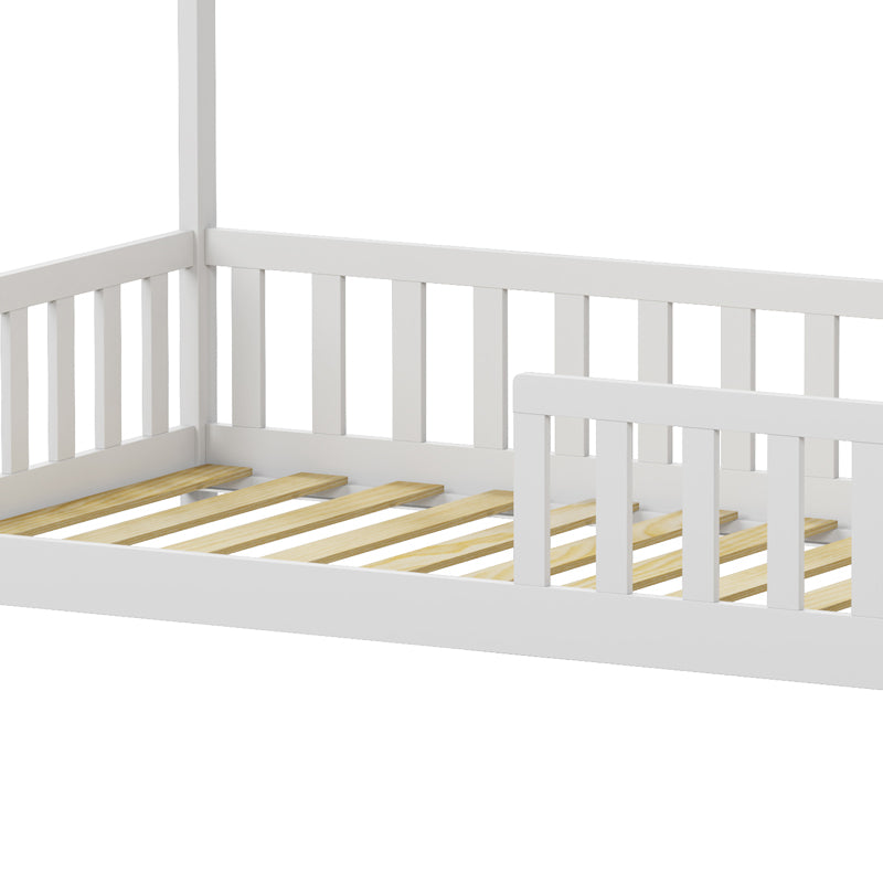 Children's bed Bambie with railing Montessori pine wood white 90x190cm