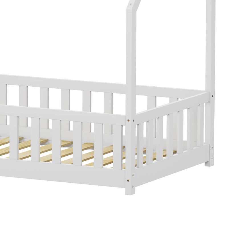 Children's bed Bambie with railing Montessori pine wood white 90x190cm