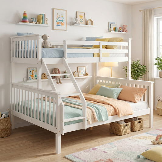 Armonia children's bunk bed, pine wood, white, 90/140x190cm