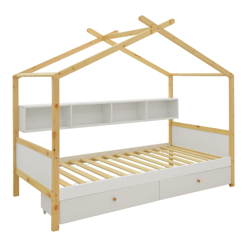 Children's bed Discovery Montessori pine wood white-natural 90x190cm