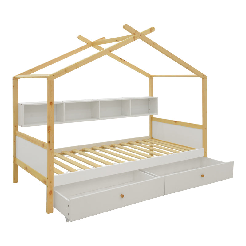 Children's bed Discovery Montessori pine wood white-natural 90x190cm