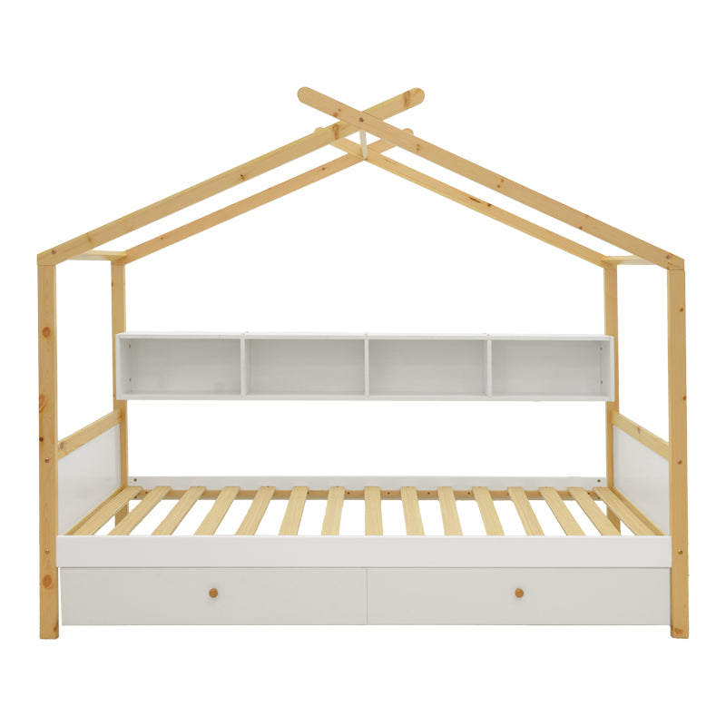 Children's bed Discovery Montessori pine wood white-natural 90x190cm