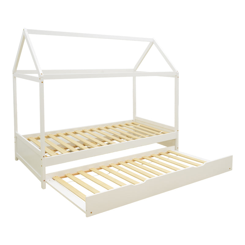 Children bed DreamHouse Montessori with sliding bed pine wood white 90x190cm