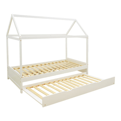 Children bed DreamHouse Montessori with sliding bed pine wood white 90x190cm