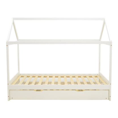 Children bed DreamHouse Montessori with sliding bed pine wood white 90x190cm