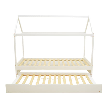 Children bed DreamHouse Montessori with sliding bed pine wood white 90x190cm