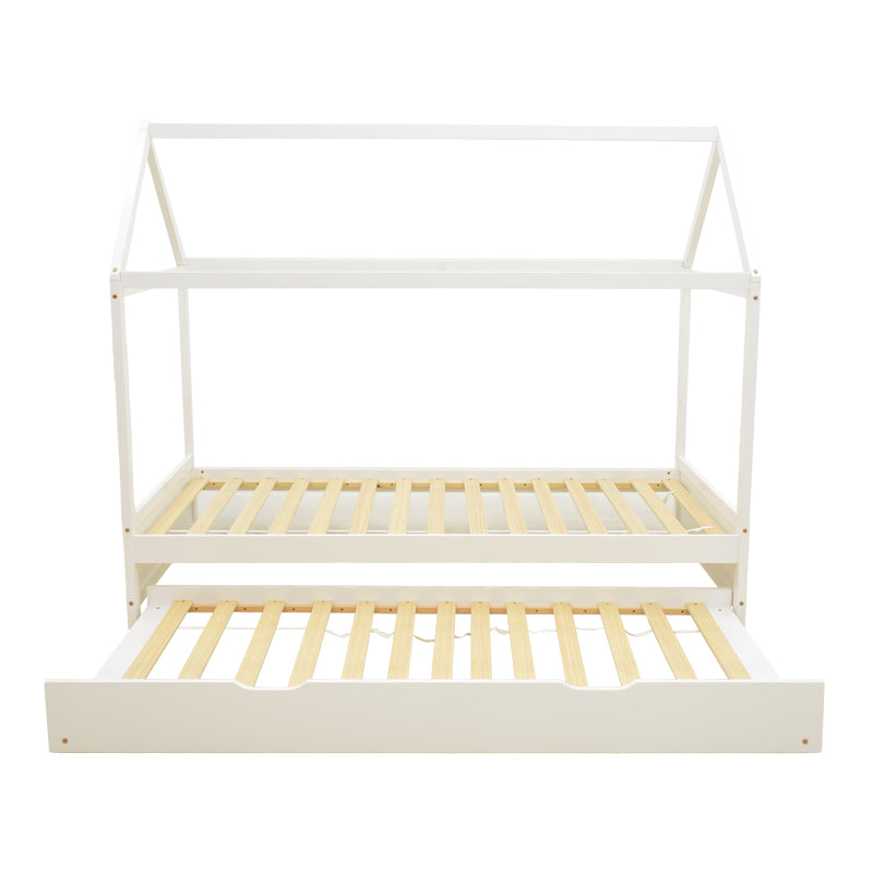 Children bed DreamHouse Montessori with sliding bed pine wood white 90x190cm