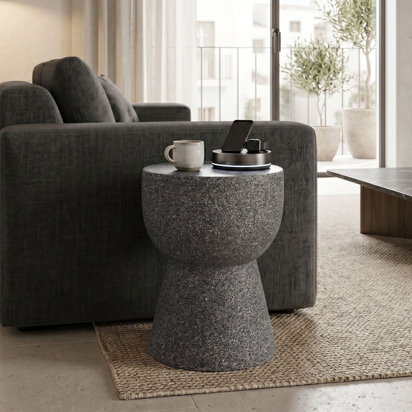 Side table Efria grey MGO D33x46cm