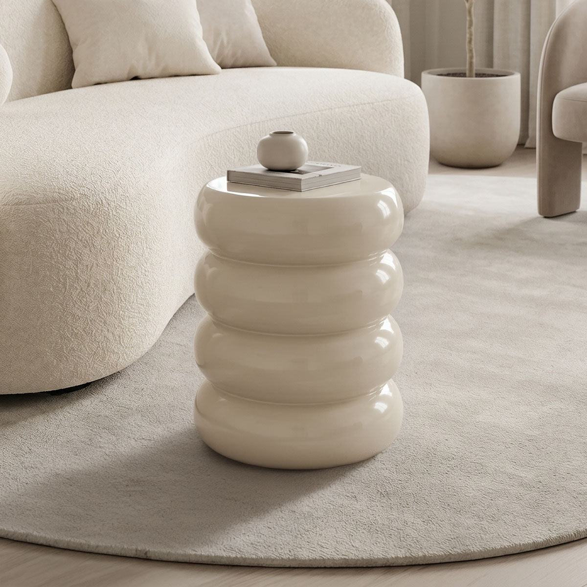 Side table Venezia white MGO D35x46cm