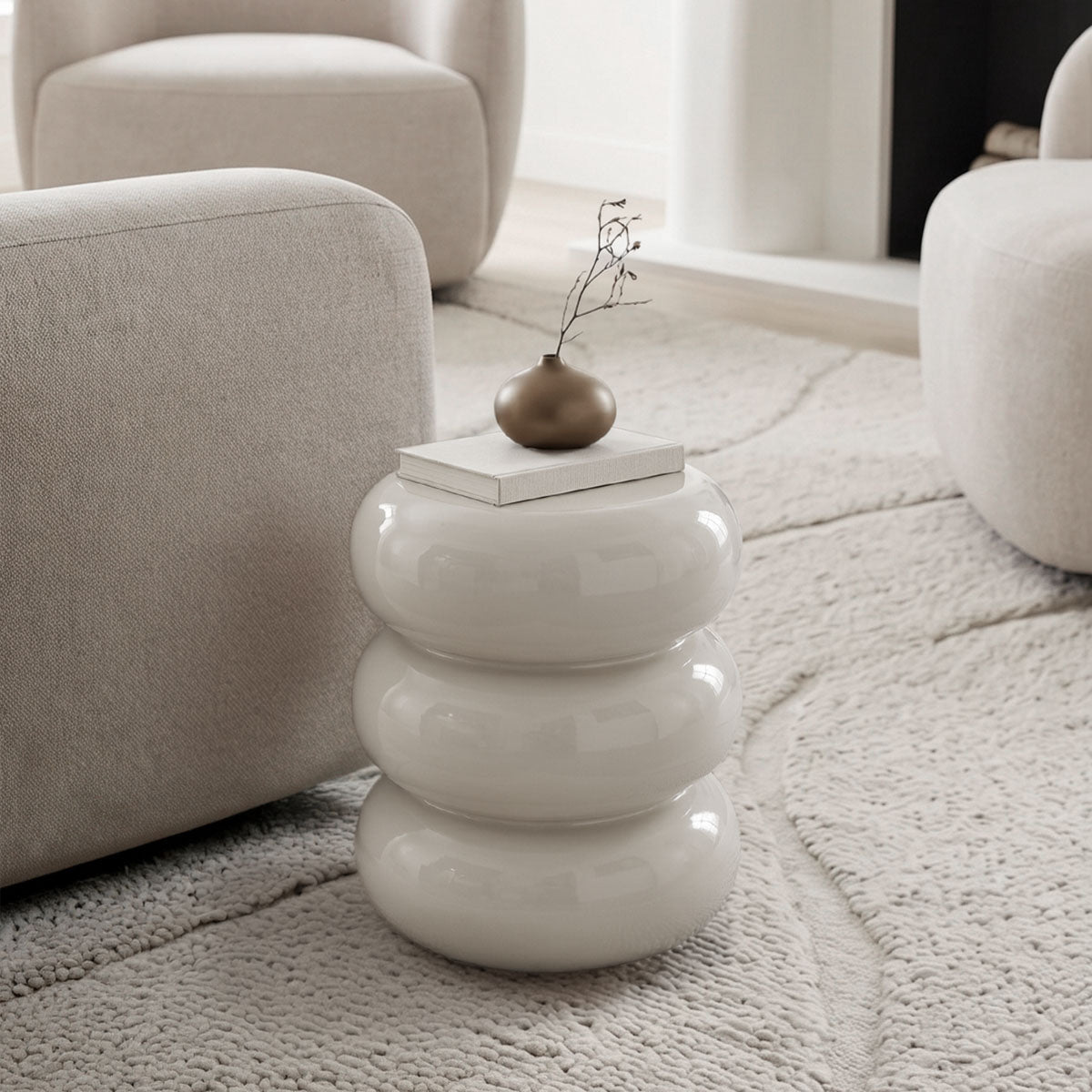 Side table Zoubi white MGO D35x43cm