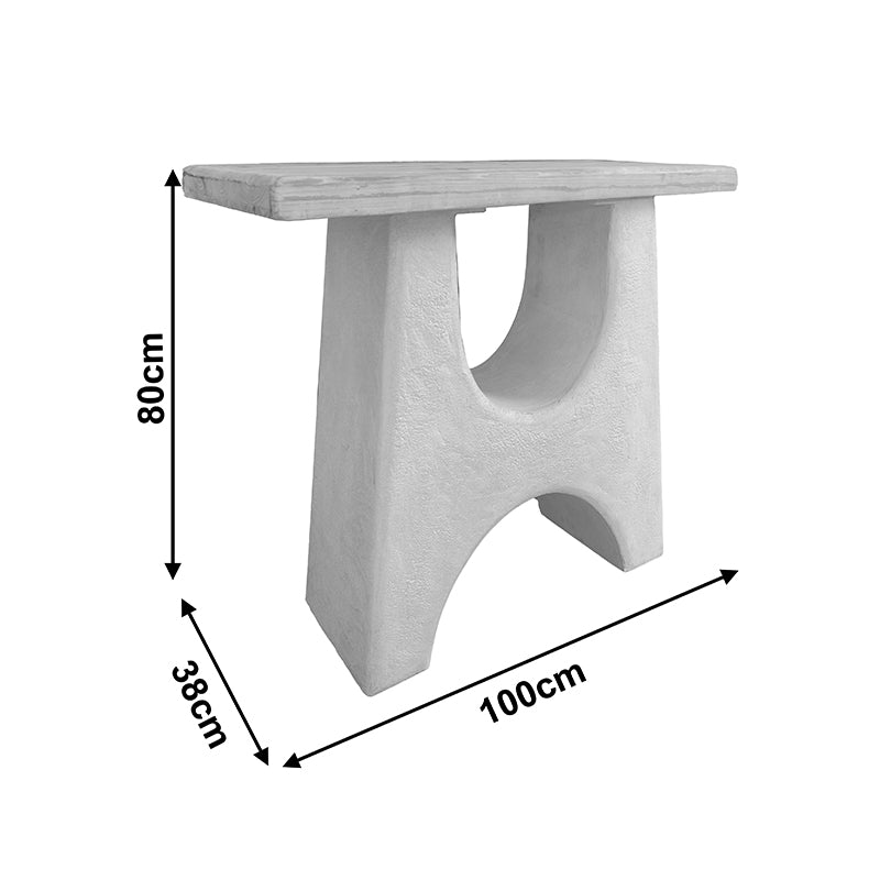 Console table Marila fir wood-mdf in natural-white color 100x38x80cm