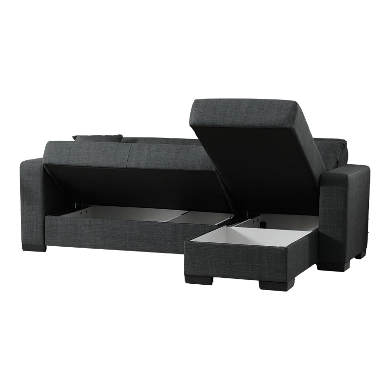 Corner sofa bed reversible Dumma anthracite fabric 226x148x86cm