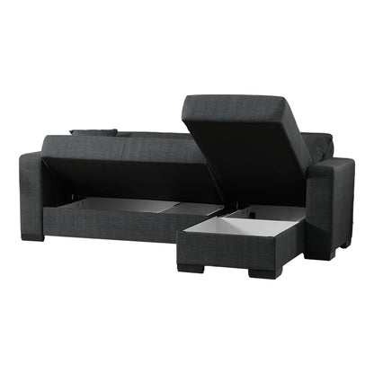 Corner sofa bed reversible Dumma anthracite fabric 226x148x86cm