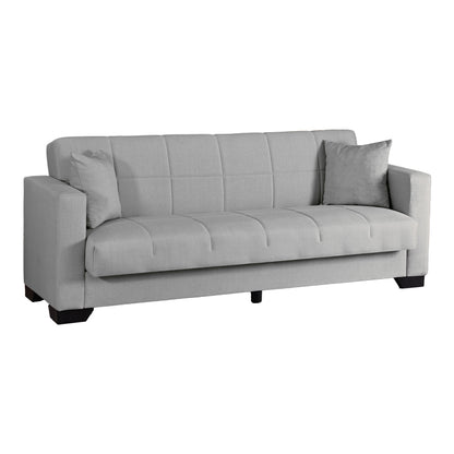 3-seater sofabed Vox with storage space light grey fabric 210x84x83cm
