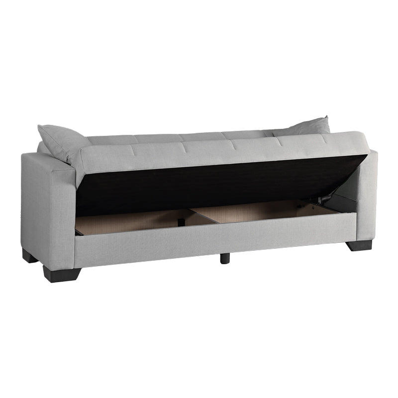 3-seater sofabed Vox with storage space light grey fabric 210x84x83cm