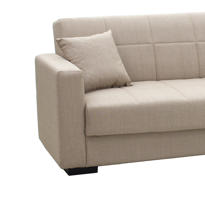 3-seater sofabed Vox pakoworld with storage space beige fabric 210x84x83cm