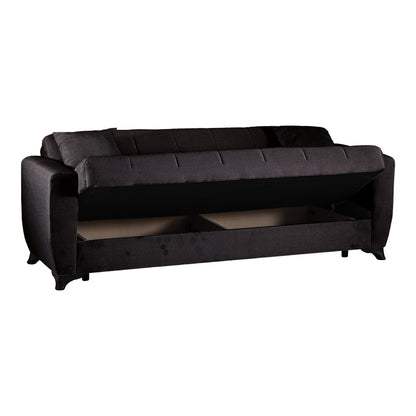 3-seater sofabed Modesto with storage space black fabric 213x84x86cm