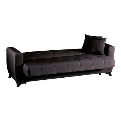 3-seater sofabed Modesto with storage space black fabric 213x84x86cm