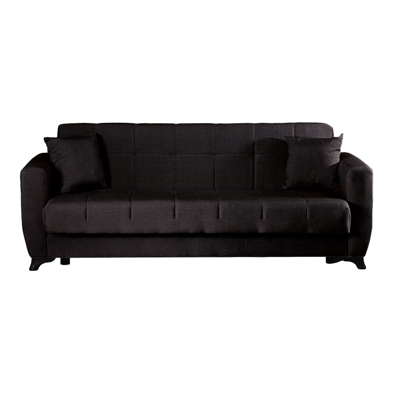 3-seater sofabed Modesto with storage space black fabric 213x84x86cm
