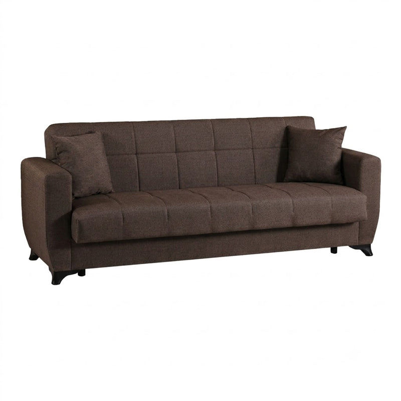 3-seater sofabed Modesto with storage space brown fabric 213x84x86cm