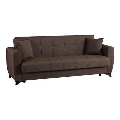 3-seater sofabed Modesto with storage space brown fabric 213x84x86cm