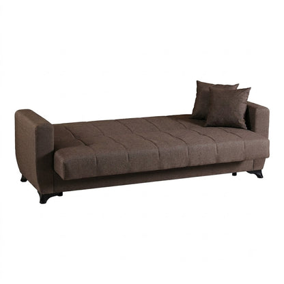 3-seater sofabed Modesto with storage space brown fabric 213x84x86cm