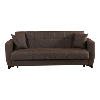 3-seater sofabed Modesto with storage space brown fabric 213x84x86cm