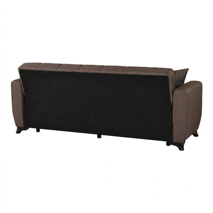 3-seater sofabed Modesto with storage space brown fabric 213x84x86cm