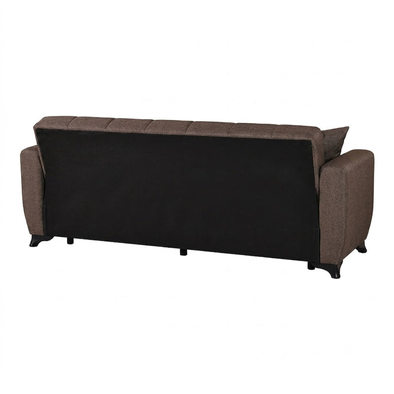 3-seater sofabed Modesto with storage space brown fabric 213x84x86cm