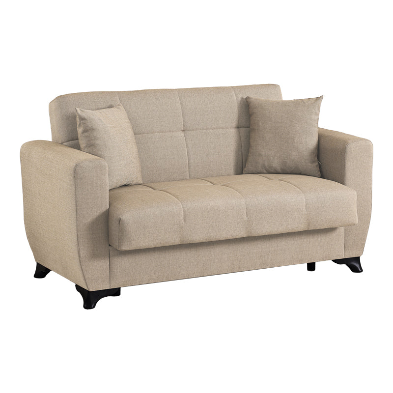 2-seater sofabed Modesto with storage space cream fabric 153x84x86cm