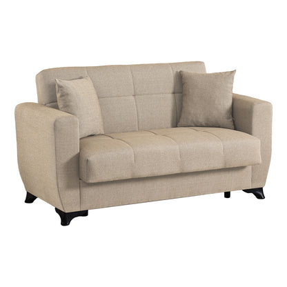 2-seater sofabed Modesto with storage space cream fabric 153x84x86cm