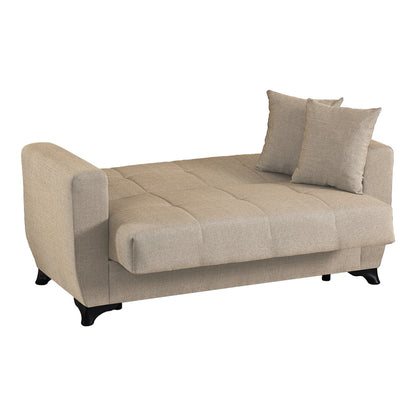 2-seater sofabed Modesto with storage space cream fabric 153x84x86cm