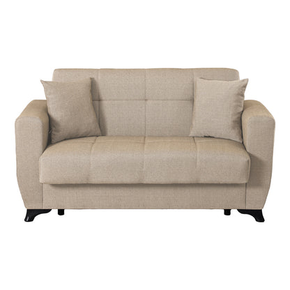 2-seater sofabed Modesto with storage space cream fabric 153x84x86cm