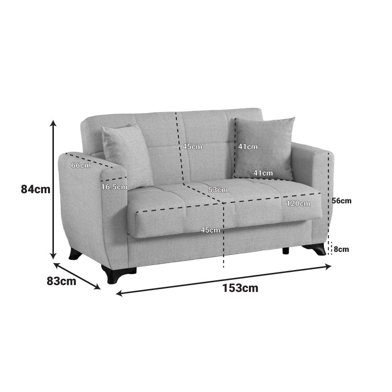2-seater sofabed Modesto with storage space cream fabric 153x84x86cm