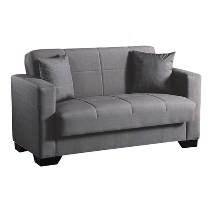 2-seater sofabed Modesto with storage space grey fabric 153x84x86cm