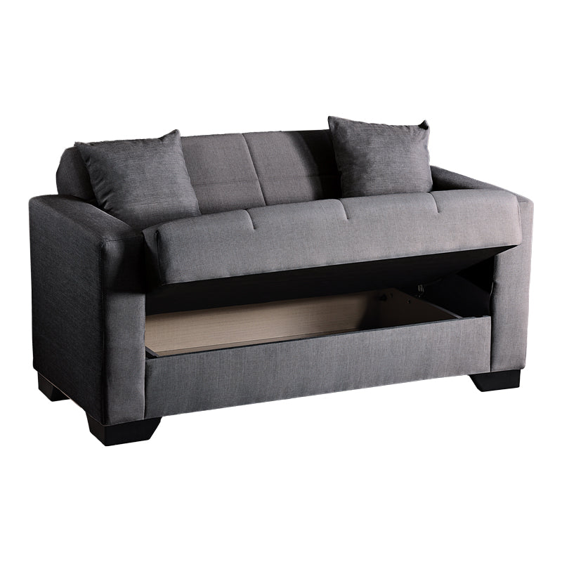 2-seater sofabed Modesto with storage space grey fabric 153x84x86cm