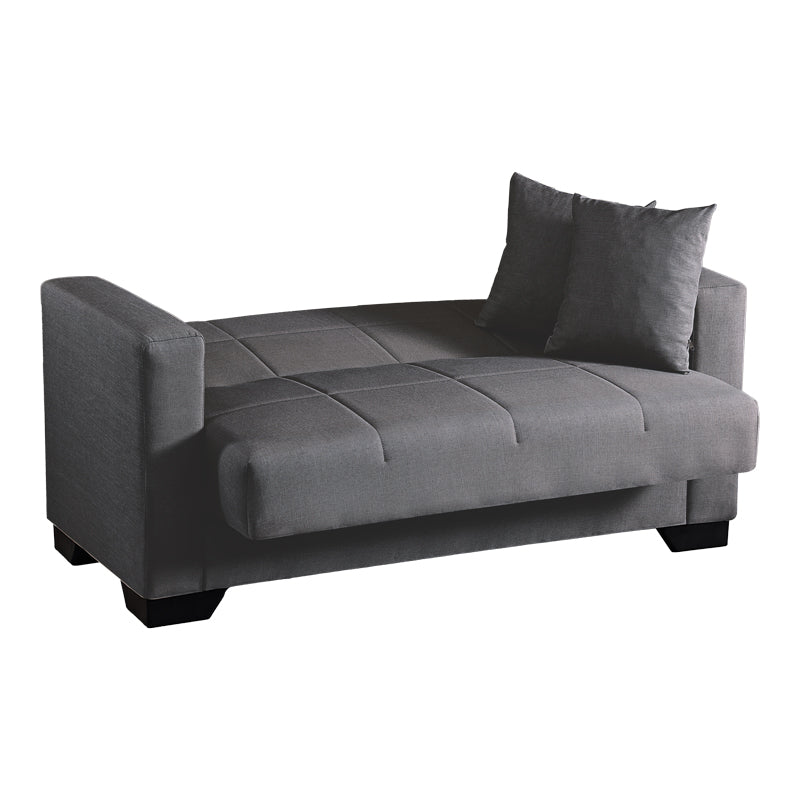2-seater sofabed Modesto with storage space grey fabric 153x84x86cm