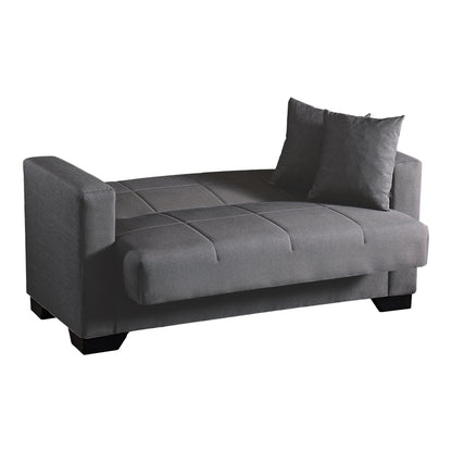 2-seater sofabed Modesto pakoworld with storage space grey fabric 153x84x86cm