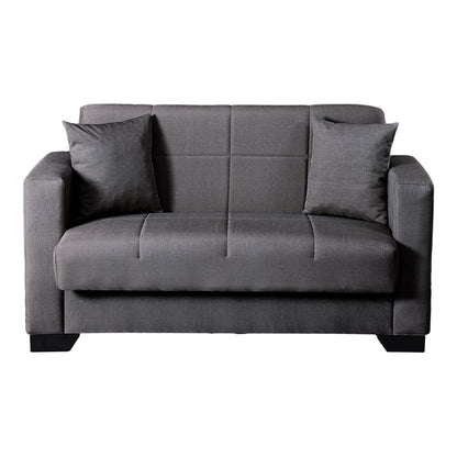 2-seater sofabed Modesto with storage space grey fabric 153x84x86cm