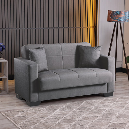 2-seater sofabed Modesto with storage space grey fabric 153x84x86cm