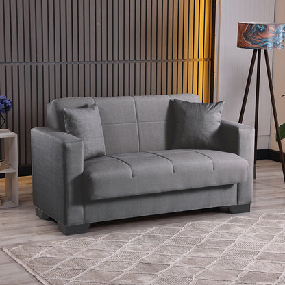 2-seater sofabed Modesto pakoworld with storage space grey fabric 153x84x86cm
