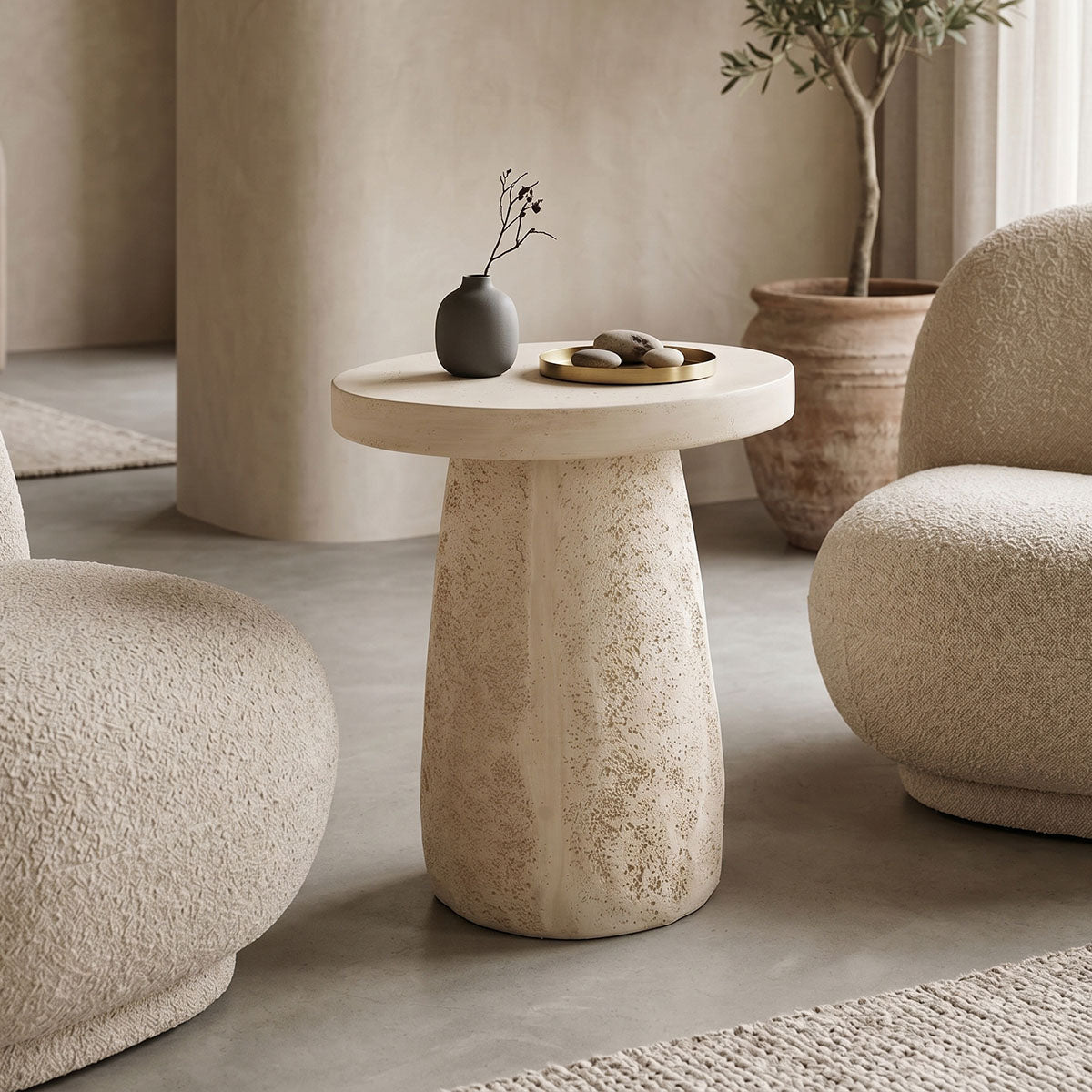 Morena MGO cream side table D50x61.5cm