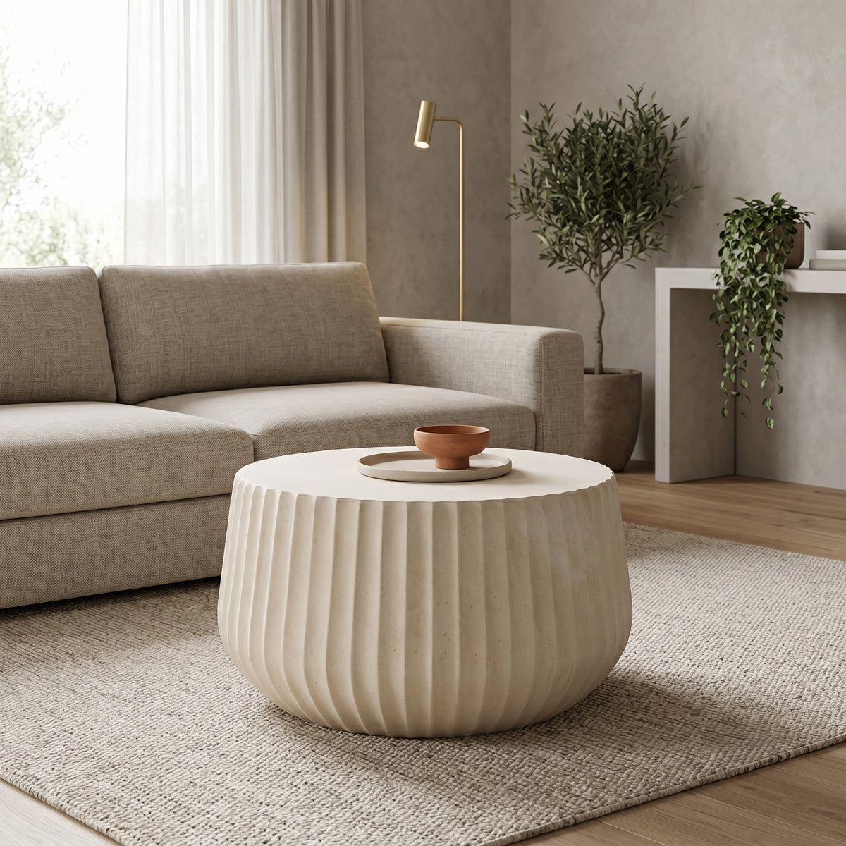 Rongo coffee table, MGO cream, D80x41cm