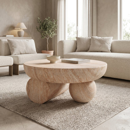 Coffee table Mikawa MGO travertine look D70x34cm