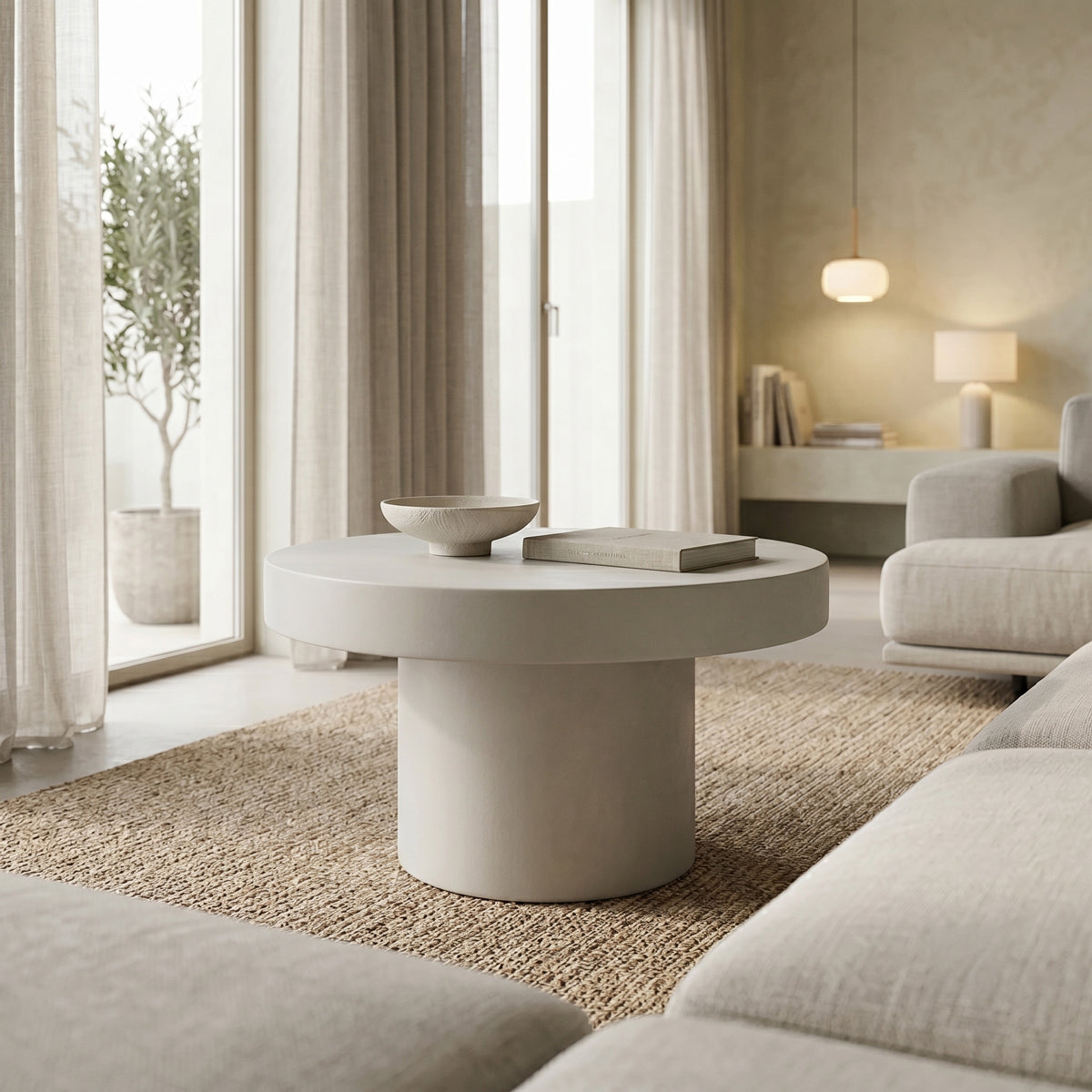 Coffee table Umbra grey beige MGO D64.5x43cm