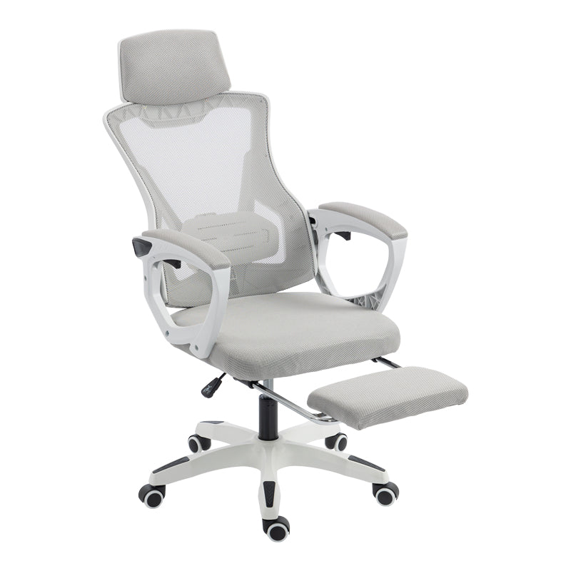 Manager's office chair with footrest Meton white - mesh grey 48x60x118-128cm