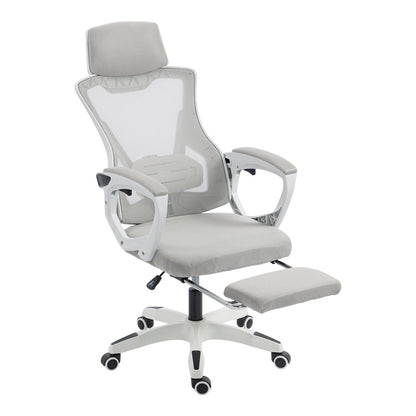 Manager's office chair with footrest Meton white - mesh grey 48x60x118-128cm