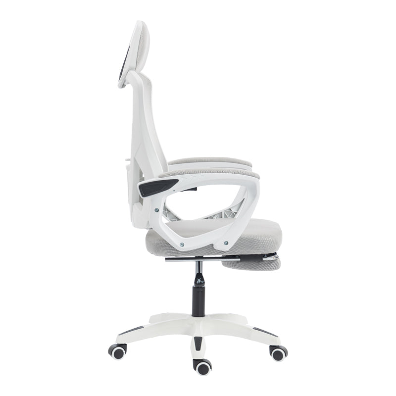 Manager's office chair with footrest Meton white - mesh grey 48x60x118-128cm